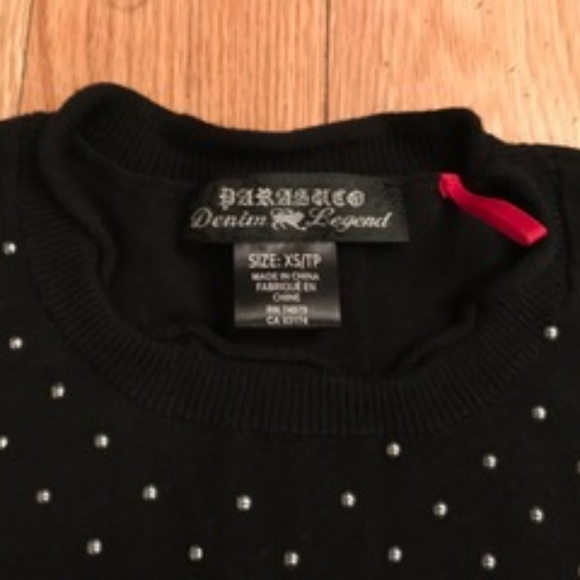 Beautiful Extra Soft Parasuco Studded Colour-Block Black/Gray Sweater - Size XS - Picture 4 of 7